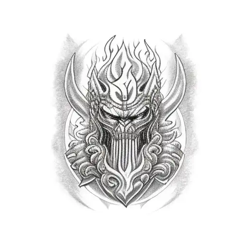 surtr face holding flame sword tattoo design idea