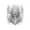 surtr face holding flame sword tattoo design idea