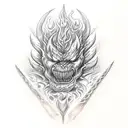 surtr face holding flame sword tattoo design idea