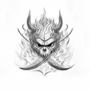 surtr face holding flame sword tattoo design idea