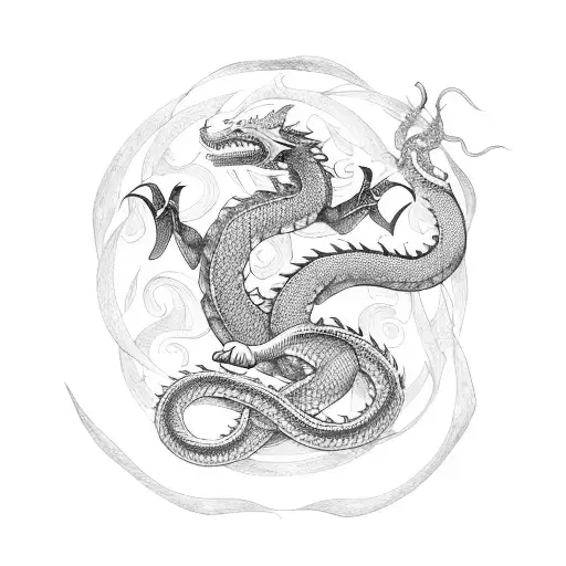 Nordic Jormungandr Dragon Ouroboros tattoo design idea