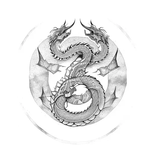 Minimalist Nordic Jormungandr Dragon Ouroboros tattoo design idea