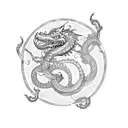 Minimalist Nordic Jormungandr Dragon Ouroboros tattoo design idea