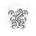 Minimalist Nordic Jormungandr Dragon Ouroboros tattoo design idea