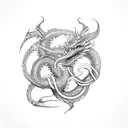 Minimalist Nordic Jormungandr Dragon Ouroboros tattoo design idea