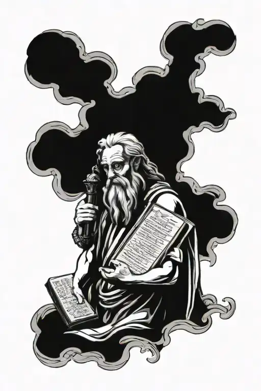 moses holding the tablets tattoo design idea