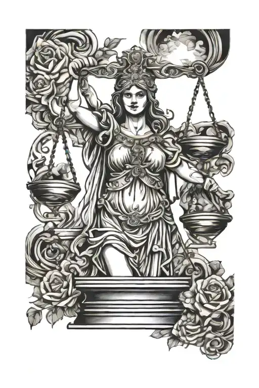 Lady justice blindfolded  tattoo design idea