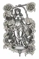Lady justice blindfolded  tattoo design idea