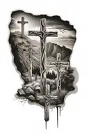 Three crosses on the hill tattoo design idea