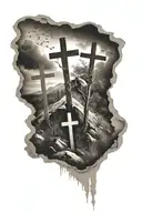 Three crosses on the hill tattoo design idea