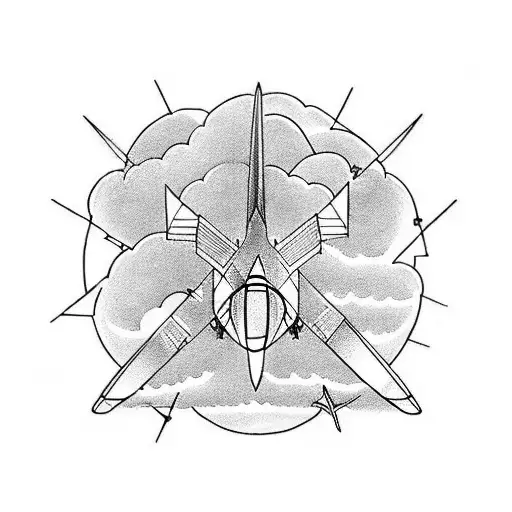 A binary code forming the shape of a plane flying through clouds tattoo design idea
