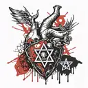 anatomical heart with a mark in the form of the Star of David tattoo design idea
