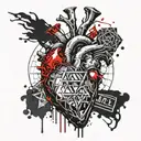 anatomical heart with a mark in the form of the Star of David tattoo design idea