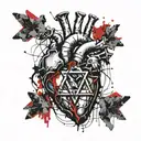 anatomical heart with a mark in the form of the Star of David tattoo design idea