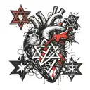 anatomical heart with a mark in the form of the Star of David tattoo design idea