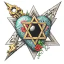 annotanotomy heart with a mark in the form of the Star of David tattoo design idea