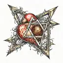 annotanotomy heart with a mark in the form of the Star of David tattoo design idea