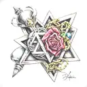 annotanotomy heart with a mark in the form of the Star of David tattoo design idea