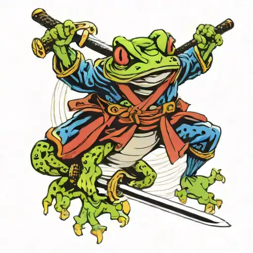 yi and yang frog samurai warrior tattoo design idea