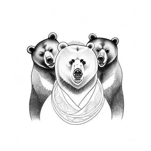 three bear bodies tattoo design idea