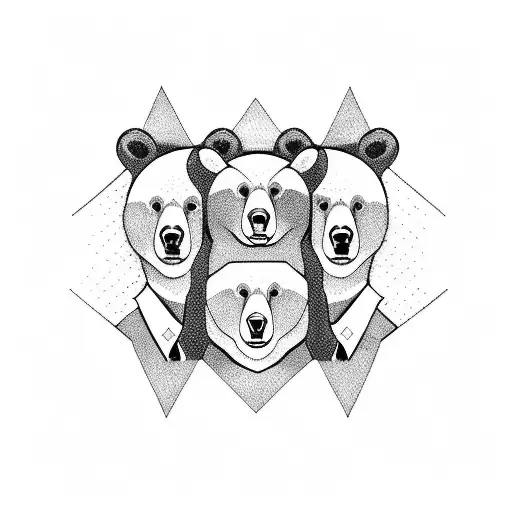 three bear siblings tattoo design idea