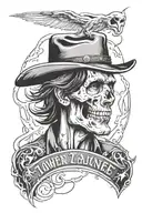 Combine Townes Van Zandt with a skull with lightning bolts surrounding tattoo design idea