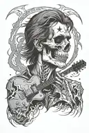 Combine Townes Van Zandt with a skull with lightning bolts surrounding tattoo design idea
