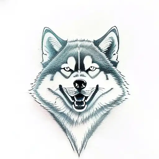husky tattoo design idea