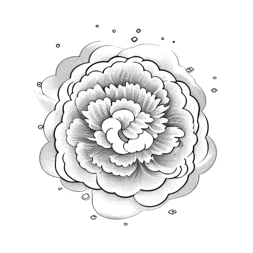 Peony, waves, clouds, japanese  tattoo design idea