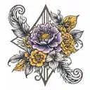 1/17/23 roman numerals above narcissius, marigold, and violet flower  tattoo design idea