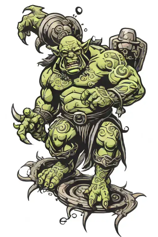 ogre engaged in an epic with Florida State University  tattoo design idea