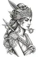 greek woman holding scissors  tattoo design idea