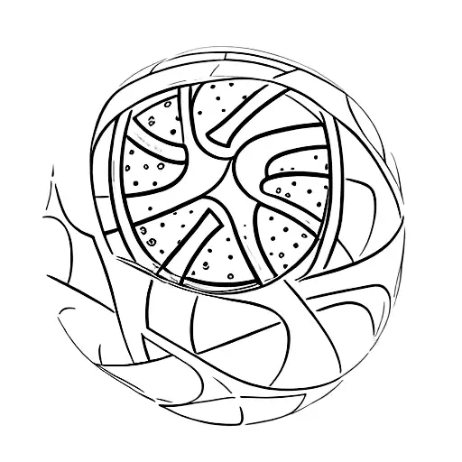 A volleyball with cinema reels wrapped around it tattoo design idea