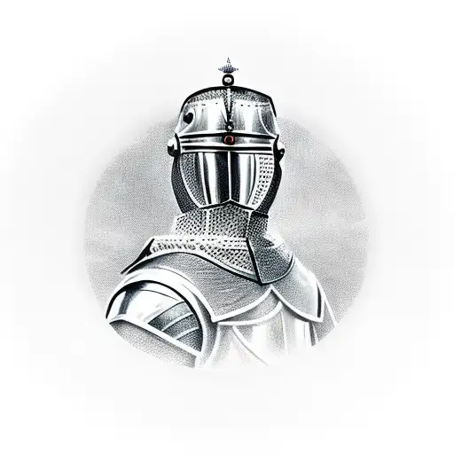 a knight at a round table tattoo design idea