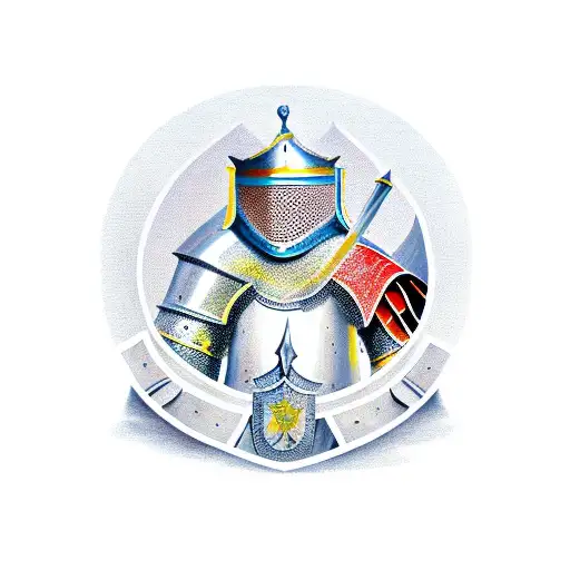 a knight at a round table tattoo design idea