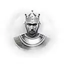 a knight at a round table tattoo design idea