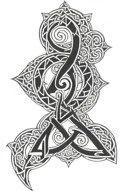 Celtic symbols and runes carved into the skin tattoo design idea