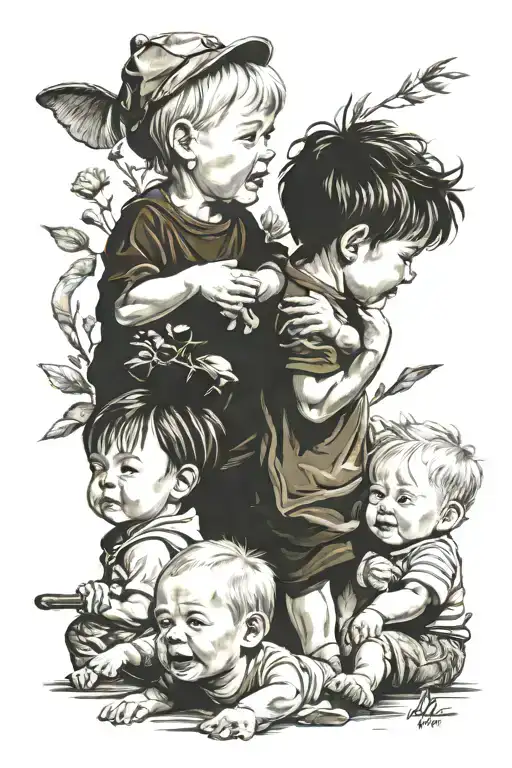 grandkids playing tattoo design idea