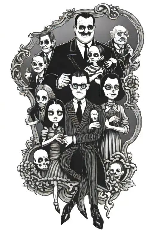addams family thigh sleeve tattoo tattoo design idea