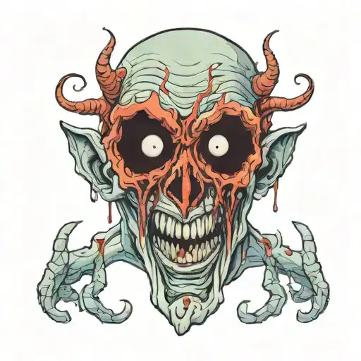 siamese twin head gore monster  tattoo design idea