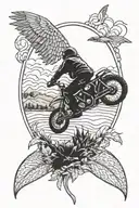 Nature scene featuring led zeppelin 4 and a dirtbike  tattoo design idea