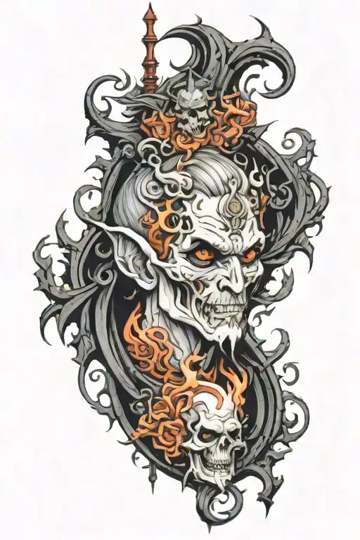 hades at the gates of the underworld  tattoo design idea