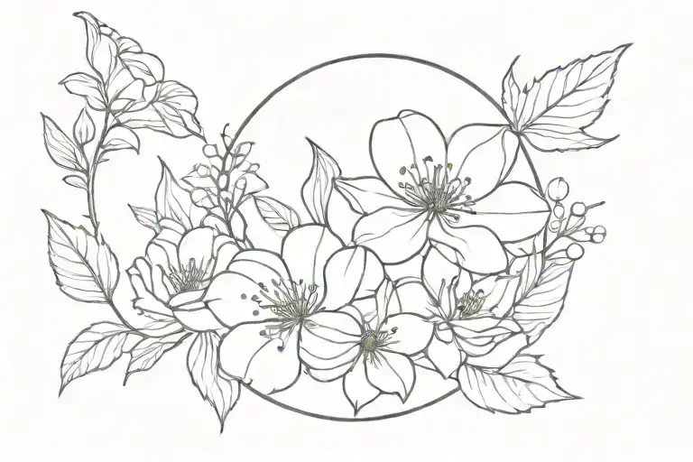 March, October, December, November birth flower tattoo design idea