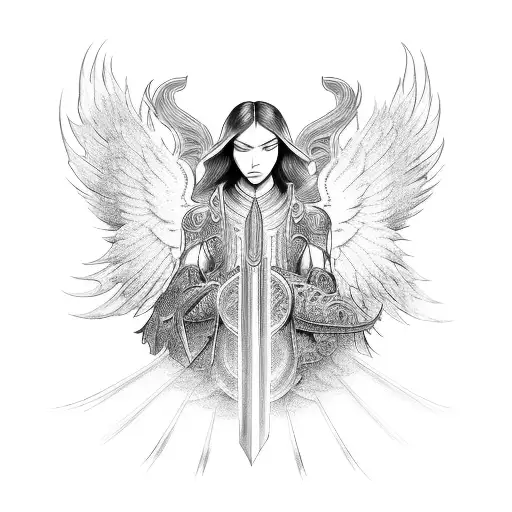 archangel asian tattoo design idea