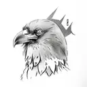 raven with viking writing tattoo design idea