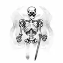 Skeleton warrior wielding a flaming sword tattoo design idea