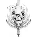 Skeleton warrior wielding a flaming sword tattoo design idea