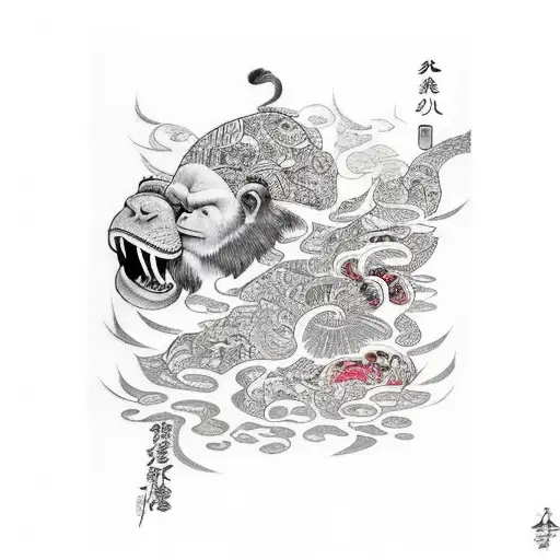 apes and mumies tattoo design idea