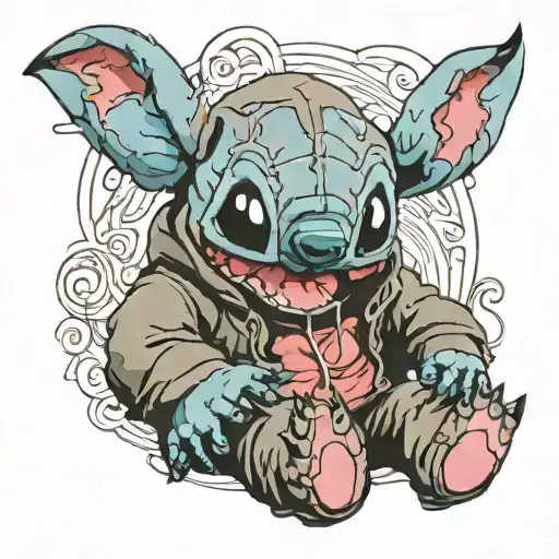stitch hoodie sitting tattoo design idea