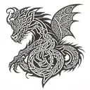 celtic dragon sleeping  tattoo design idea
